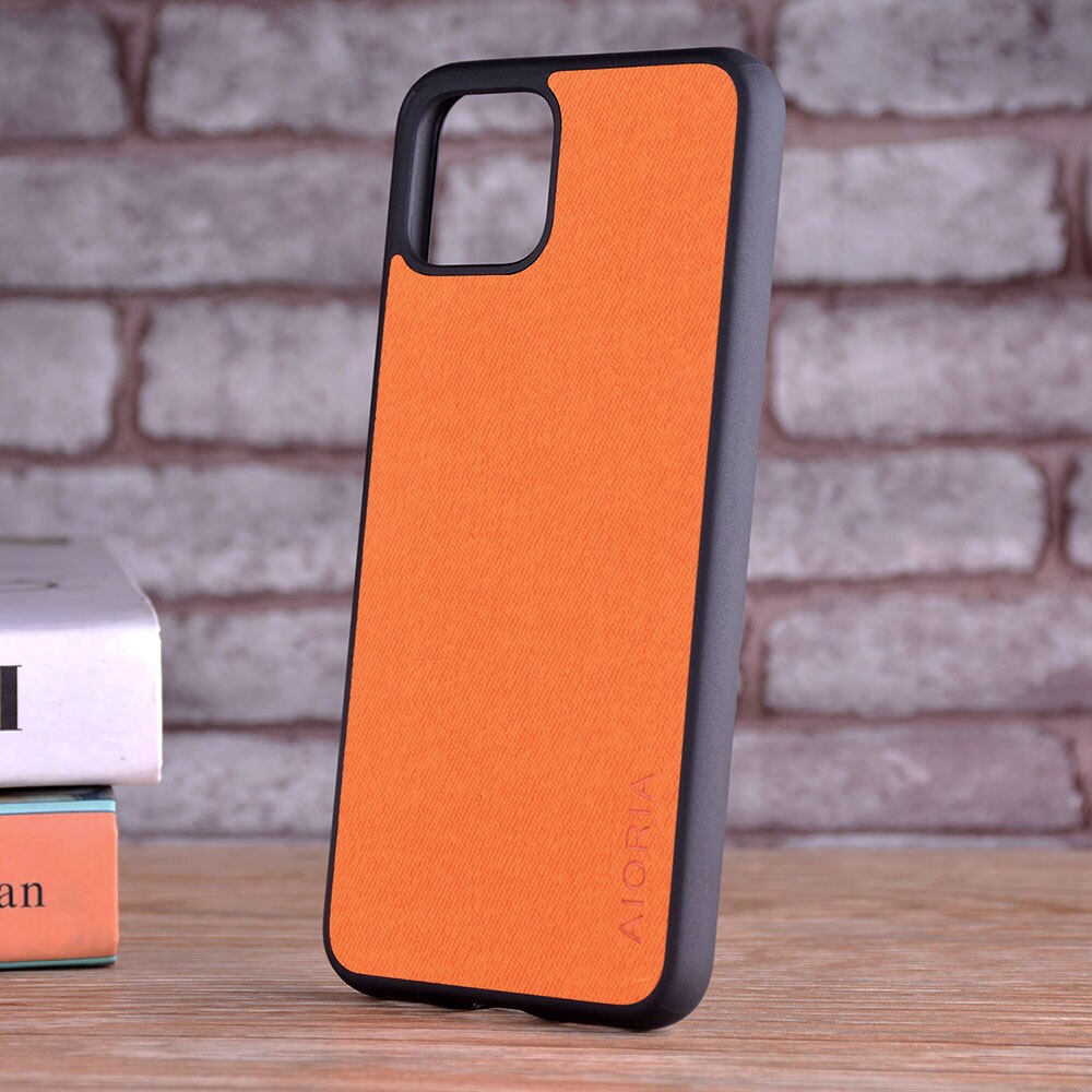 Google Pixel de Google 4 4 XL coque de textiles de cuero skin de tpu blando funda de teléfono dura de Google para Google Pixel 4 4 XL: Google Pixel 5 / Orange