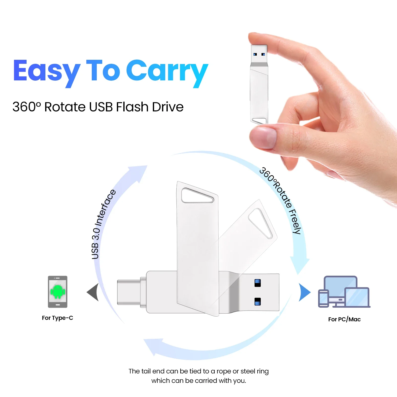 Fast High-Speed Type-C Phone USB 3.0 Flash Drive 256GB Pendrive 128GB External Storage 64GB Memory Stick 32GB Pendrive