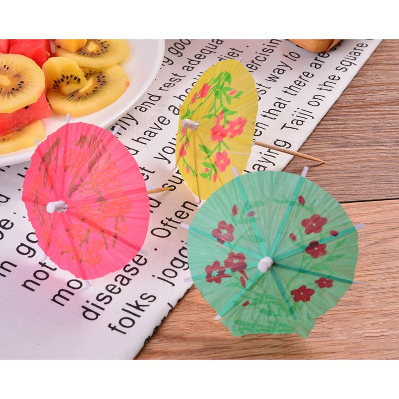 100 Gemengde Papier Cocktail Paraplu Parasols Voor Party Tropische Drankjes Accessoires