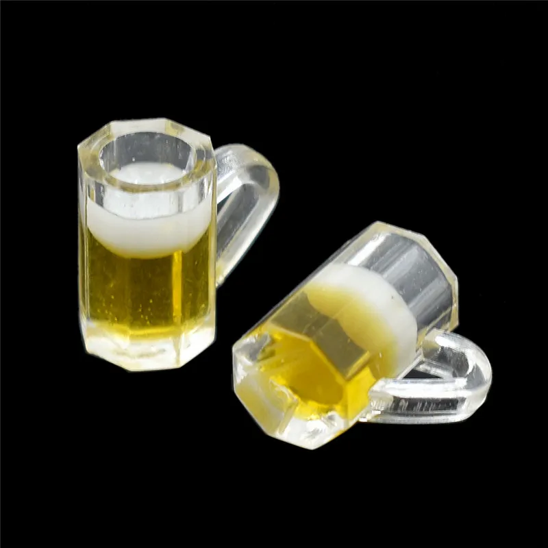 10 Uds. De vasos pequeños de resina de cristal de cerveza en miniatura, modelo de casa de muñecas, mesa moderna para habitación, suministros de decoración para casas de muñecas