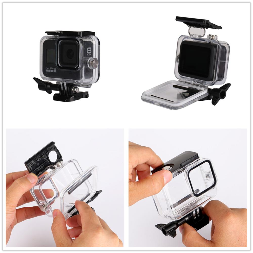 For Gopro hero 8 kit EVA case Tempered Glass waterproof Housing case red filter Frame silicone Protector Go pro Accessories Set