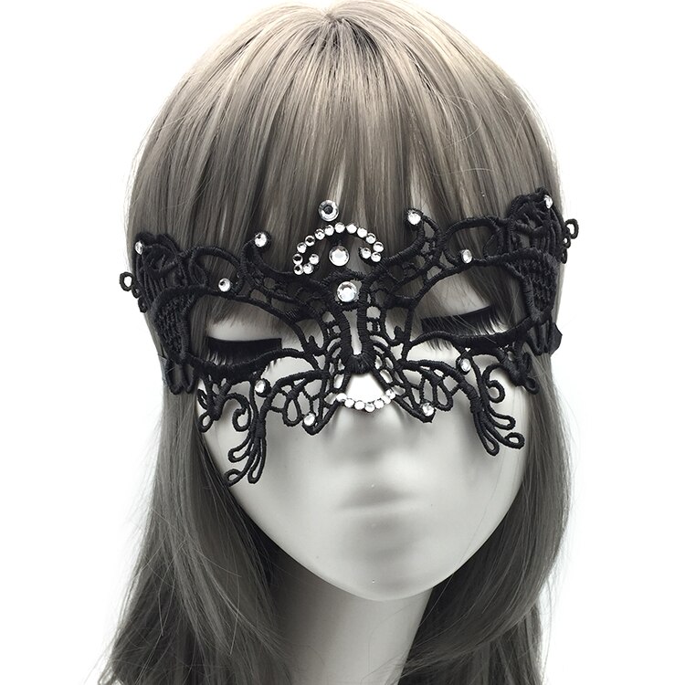 Masque en dentelle de diamant, accessoires d&#39;halloween, demi-visage noir, Sexy, princesse, bandeau pour femme adulte