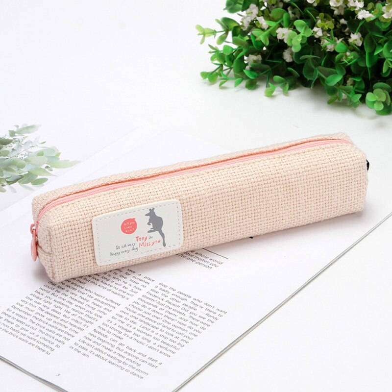 Canvas etui, schattige pen potlood rits zakjes doos, kleine cosmetische make-up tas munt organisator school briefpapier houder - bloem stijl