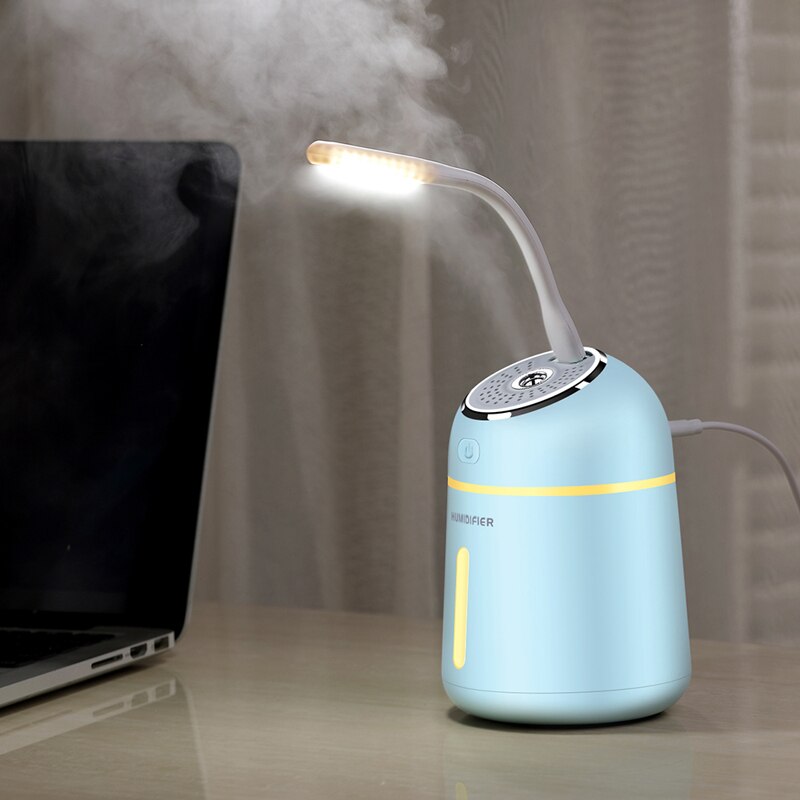 Difusor de aceites esenciales 3 en 1 ultrasónico pequeño Q humidificador purificador de aire LED luz nocturna USB ventilador ambientador de coche