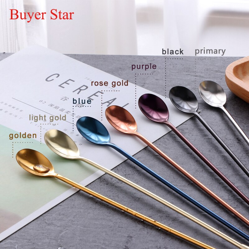 7 Color Cocktail Japanese Bar Spoon Long 304 Stainless Steel Spiral Pattern 12 Inch Bar Cocktail Shaker Wine Spoon Bar Tool