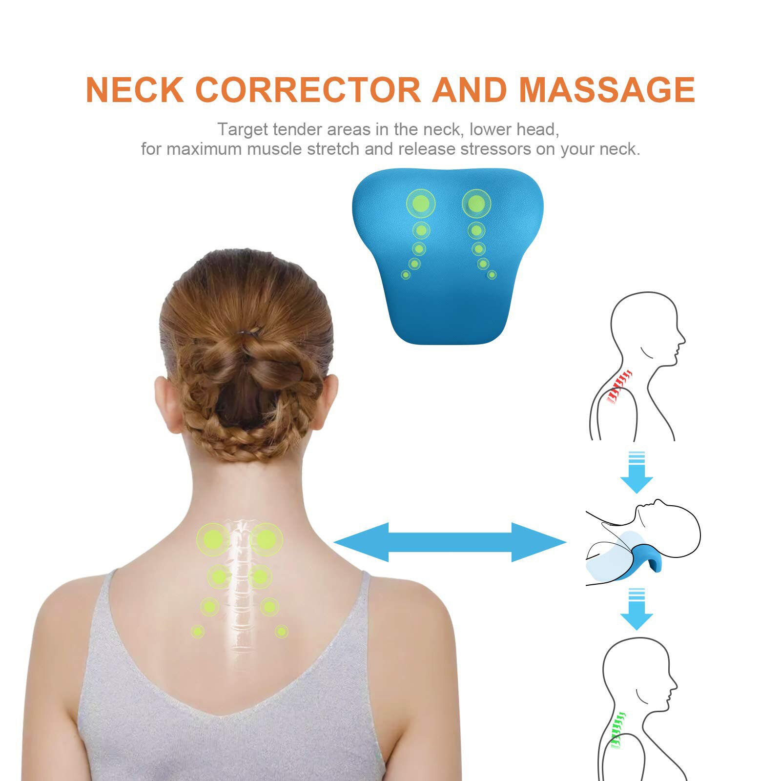 Oreiller de Massage pour la colonne cervicale, civière de cou, extensible, gravité, Relaxation musculaire, Traction, épaule, soulage la douleur, Correction de la colonne vertébrale