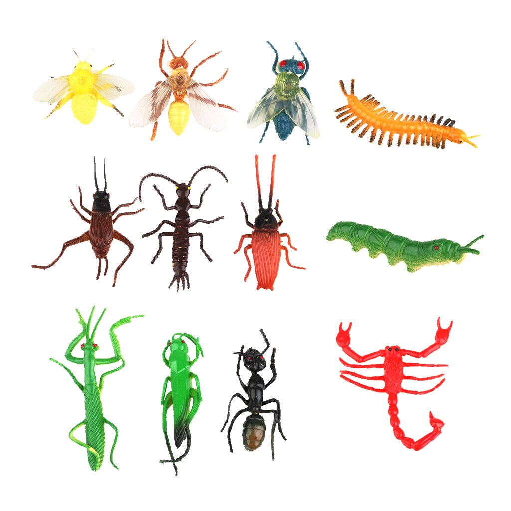 12 plastic halloween insectenmodellen, duizendpoot, schorpioen, vlieg, mier, truc, insecten