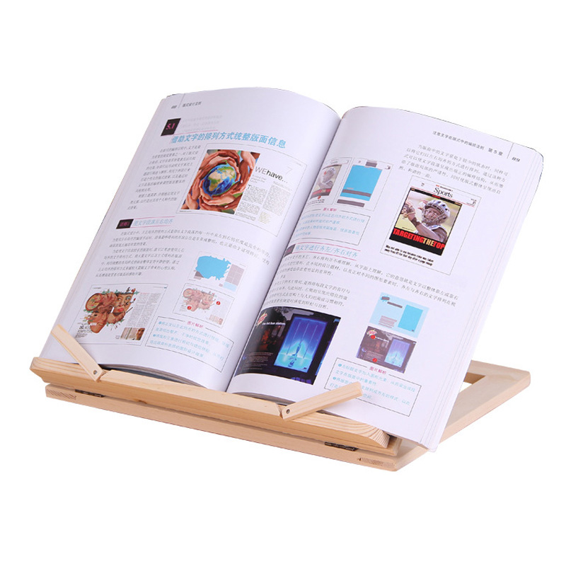 Support d&#39;étagère en bois, cadre de lecture ou tablette PC, également pupitre pour chevalet de dessin, serre-livres de table pour livre ou papeterie,: SS008