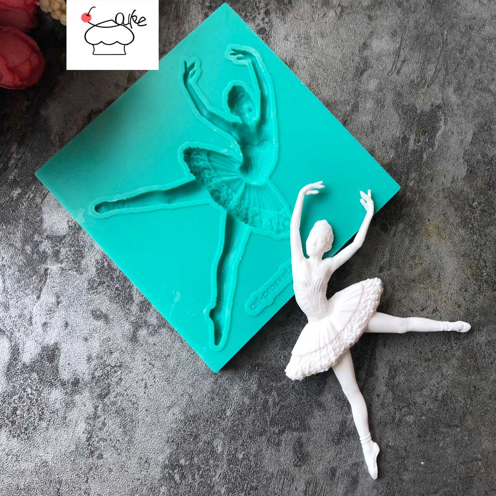 Aouke bailarina niña moldes decorativos de silicona molde de silicona para pastel pasta de azúcar caramelo Chocolate Gumpaste arcilla molde