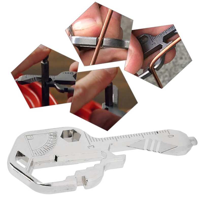 24 in 1 Multi-Tool Key Bottle Opener Hex Wrench Measuring Ruler Key Shaped Pocket Tool