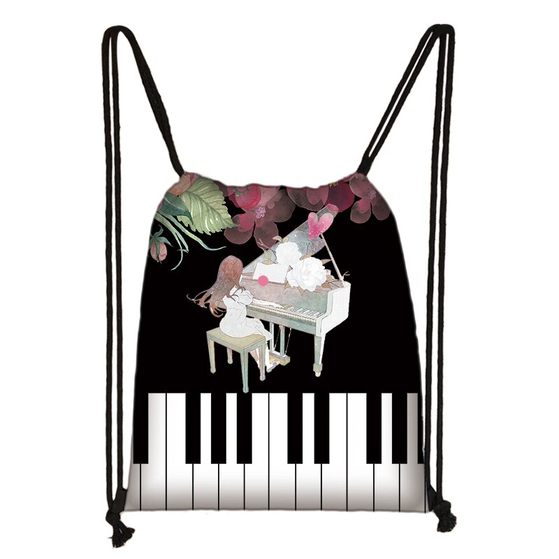 Mochila de Piano/guitarra con cordón para mujer, bolsa de viaje para adolescentes, niños y niñas, bolsa de almacenamiento para notas musicales