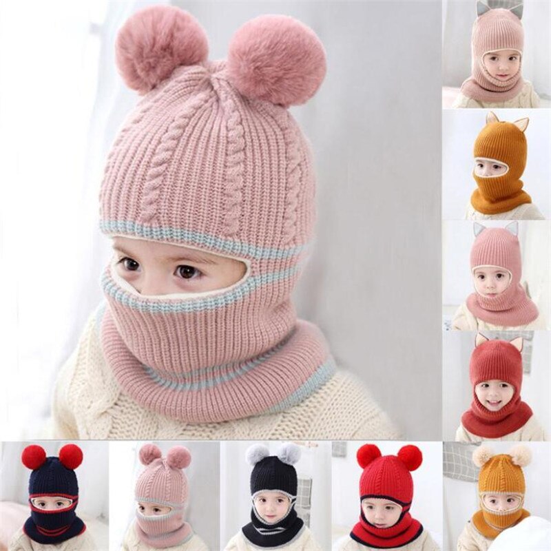 Bébé hiver chapeau pompon enfants tricoté chapeaux bébé filles garçons chapeau avec doublure en polaire chaude chapeaux pour enfants filles chapeaux d'hiver