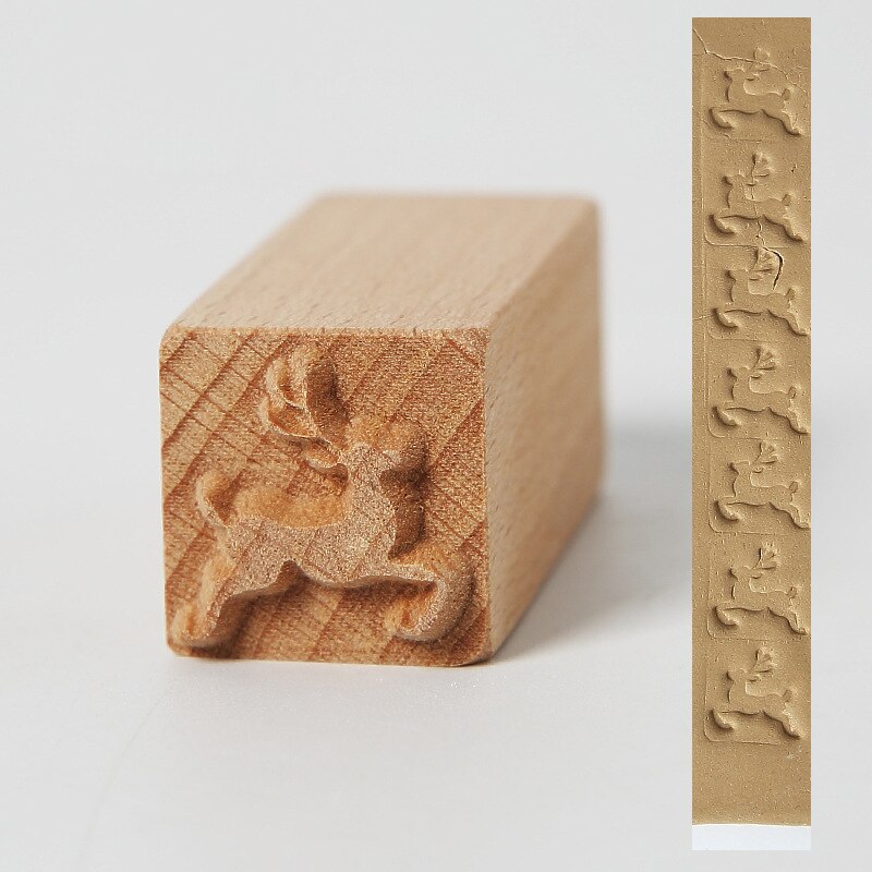 Wooden Stamps Hand Carved For Printing DIY Clay Pottery Printing Blocks Fish Bone / Squirrel / Flower / Deer Clay Tools: 5