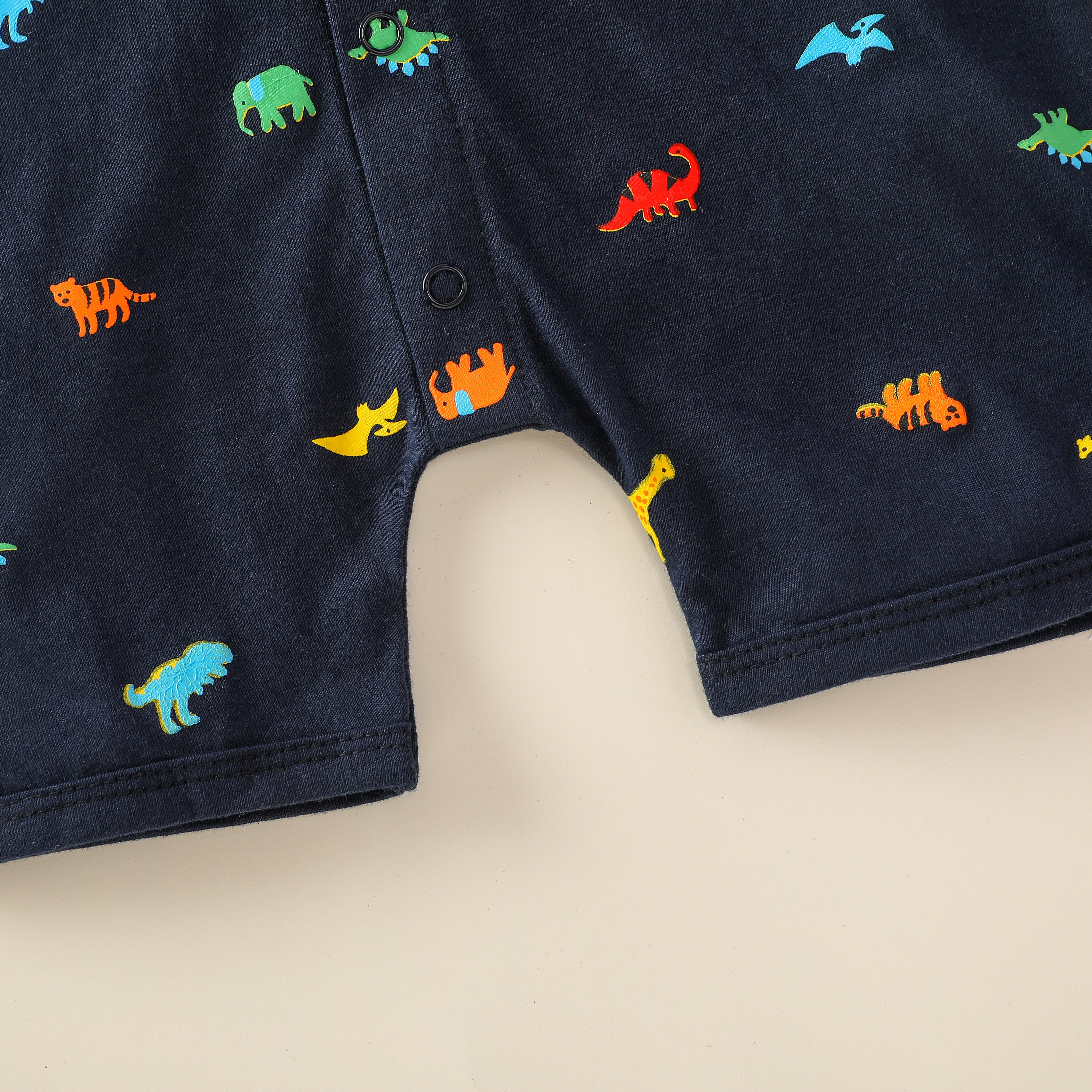 Letnia odzież dziecięca z okrągłym dekoltem z krótkimi rękawami pajacyki z nadrukami dinozaurów dla malucha chłopiec dziewczyna 0-18 miesięcy