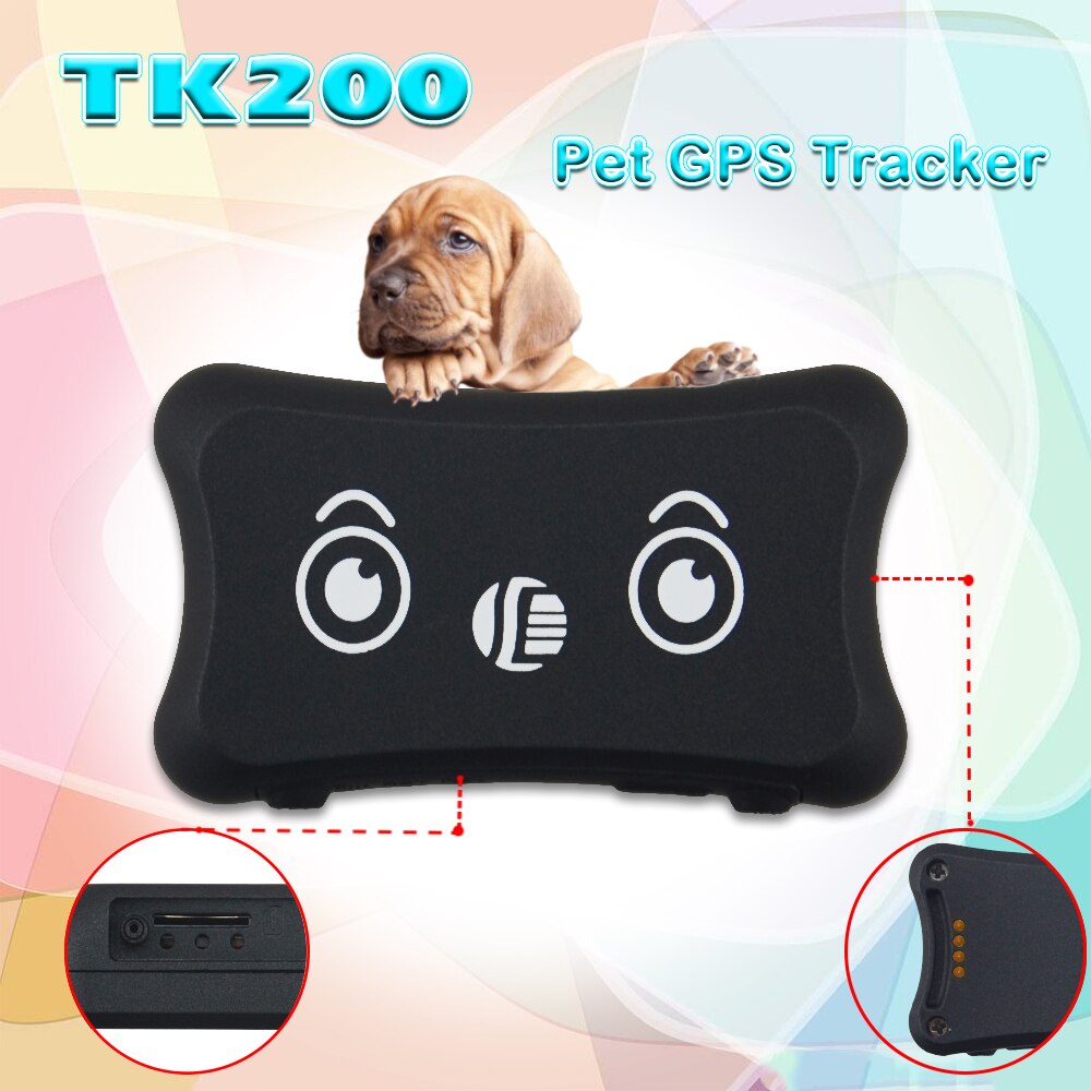 TK200 Mini rastreador GPS para mascotas a prueba de agua IP66 rastreador GPS para perros/gatos TK200 seguimiento en tiempo real alarma de batería baja localizadores de estilo de coche