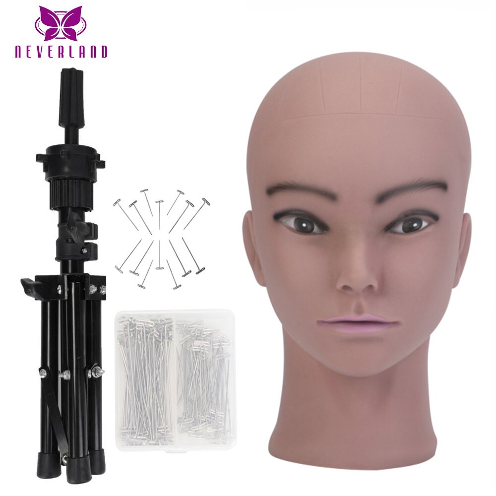 20&quot; Afro Mannequin Head Training Head for Wig Making Hat Display Cosmetology Manikin Head for Makeup Practice with Mini Tripod
