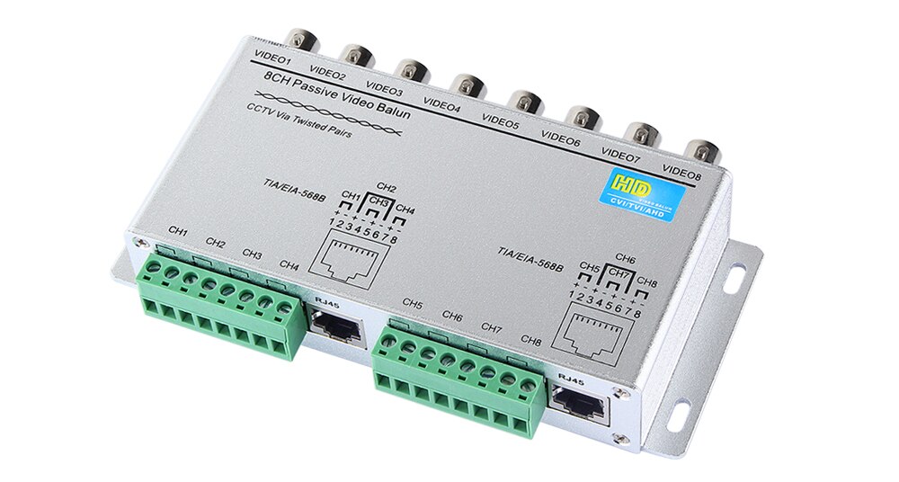 8CH HD CVI/TVI/AHD Passive Transceiver 8Channels Video Balun Adapter Transmitter BNC to UTP Cat5/5e/6 Cable 720P 1080P