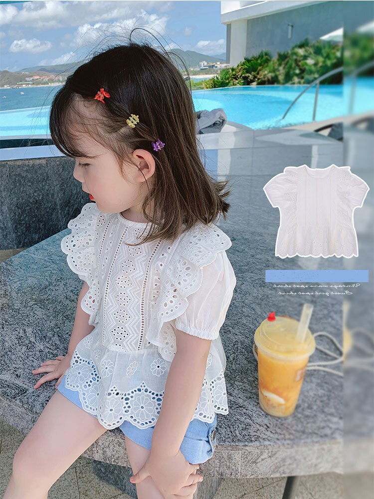 sommer Neue Mädchen Weiß Spitze Floral Bluse Baby ... – Vicedeal