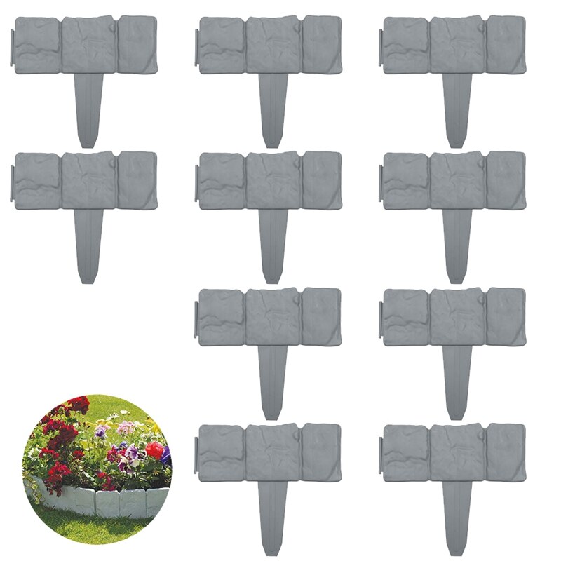 10Pc Imitatie Steen Hek Tuin Plastic Hek Pp Opvouwbare Splicing Hek Tuin Plant Decoratie Flowerbed Frame: Default Title
