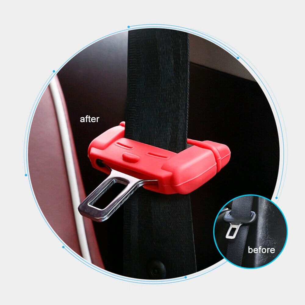 4x carro safty acessórios cinto de segurança fivela clipe de silicone anti-risco capa vermelha