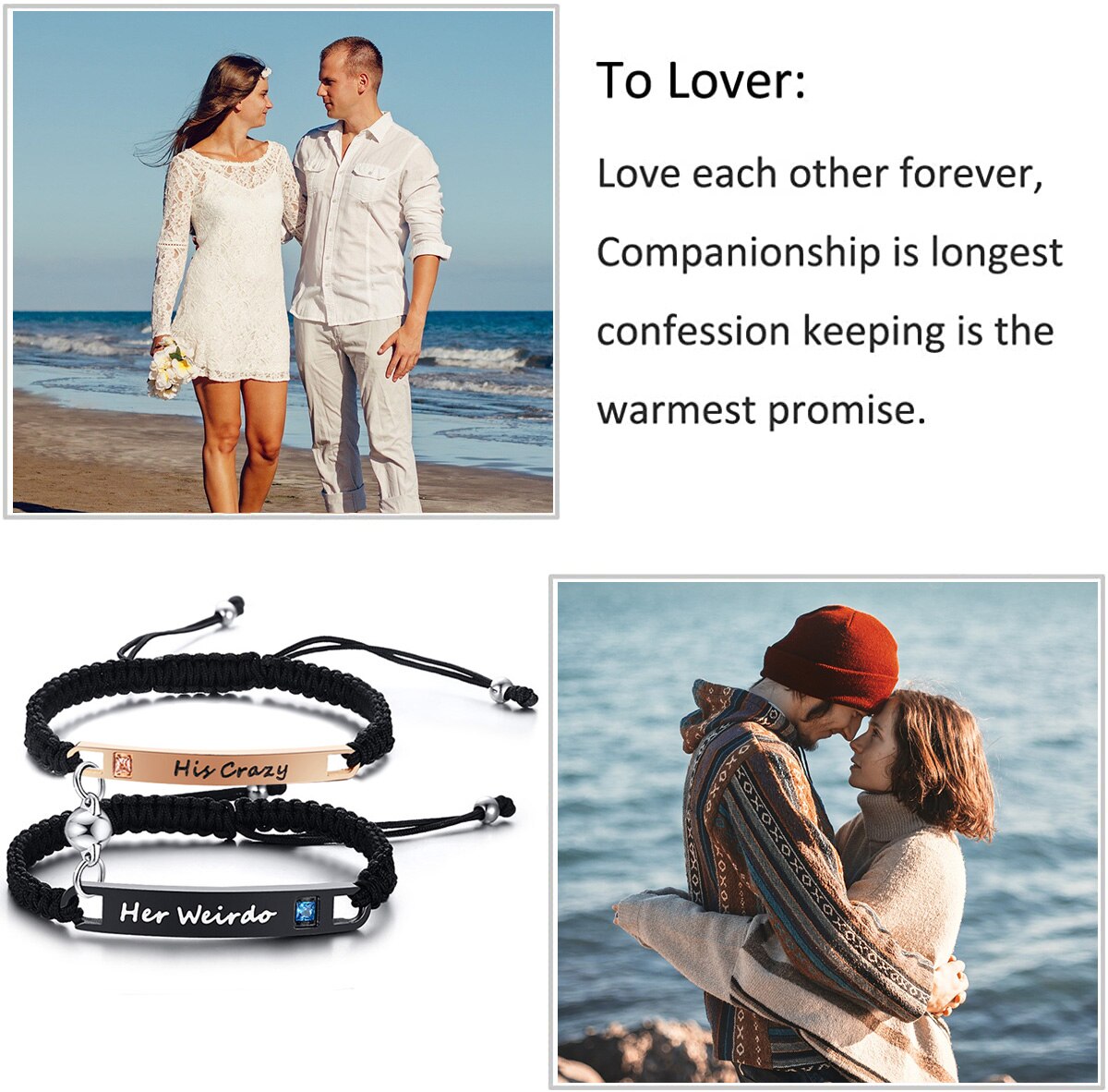 1 Paar Paar Sieraden Verstelbare Gevlochten Armband U-Lover Gevlochten Armband Voor Hem En Haar Beste Vrienden Armband Sets