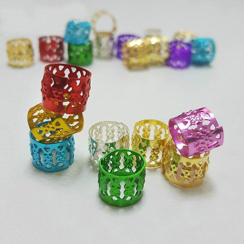 100Pcs/Lot Gold and Silver 8x9mm Micro Hair Dread Braids Wig Lock Tube Beads Adjustable Cuffs Clips for Hair Accessories Tool