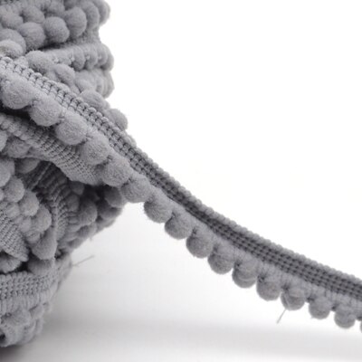 5yd/lot 10mm breedte kleurrijke kleine PP bal kant lint kwastje trim naaien materiaal accessoires voor woondecoratie: grey 004