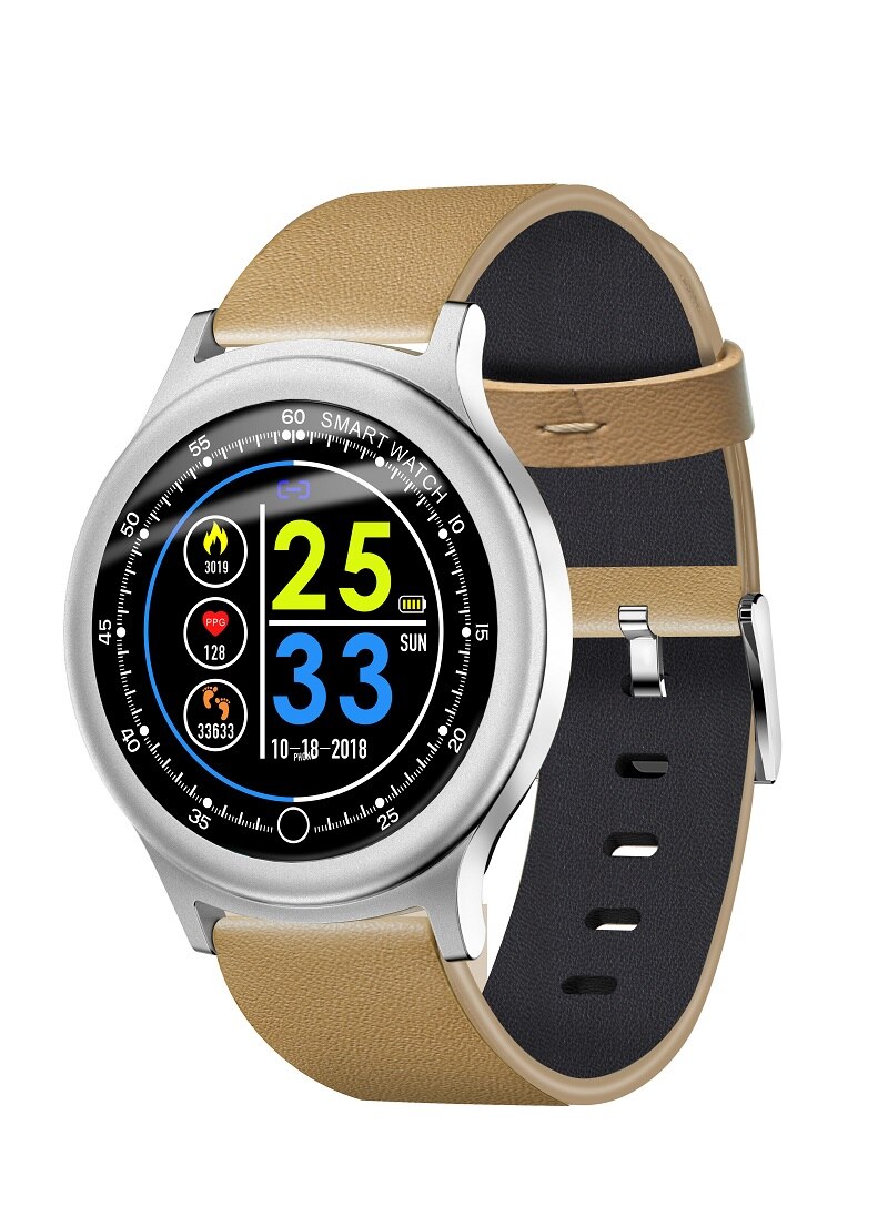 Carkira Q28 Smartwatch Android IOS Bluetooth Wasserdicht Herz Bewertung Blutdruck Monitor Für Sport Männer Frauen: Braun