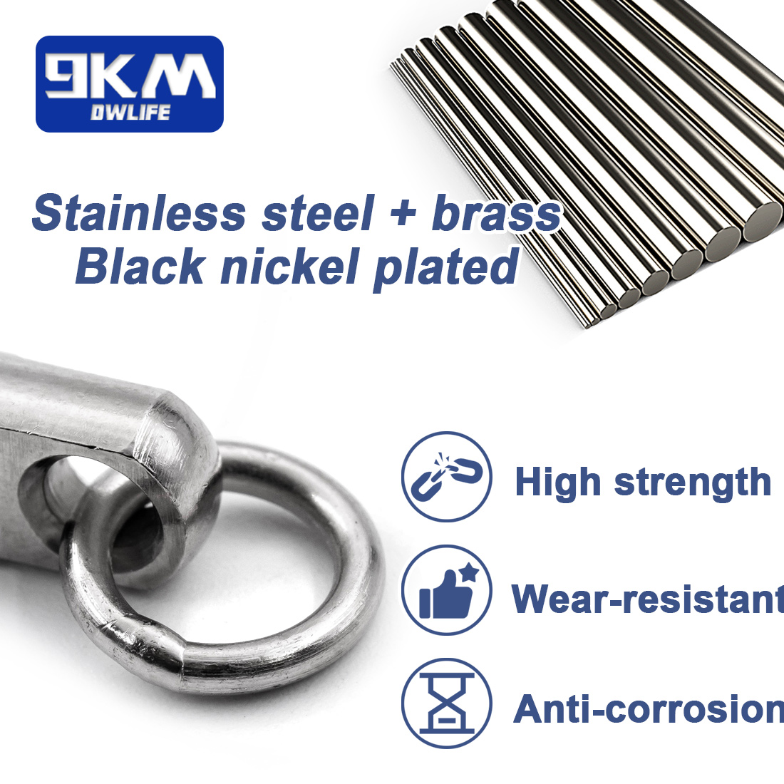 Heavy Duty Fishing Swivels Ball Bearing Swivel with Solid Welded Rings Stainless Steel Swivels Connector Tackle for Saltwater