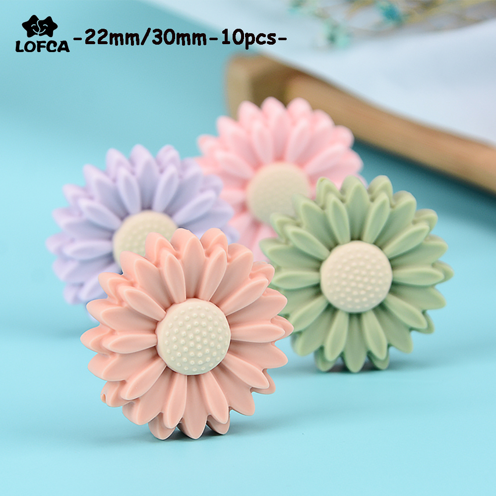 10PCS Silicone Beads Daisy Baby Teething Silicone Beads Sunflower DIY Food Grade Rodent Toy BPA Free Nurse Accessories