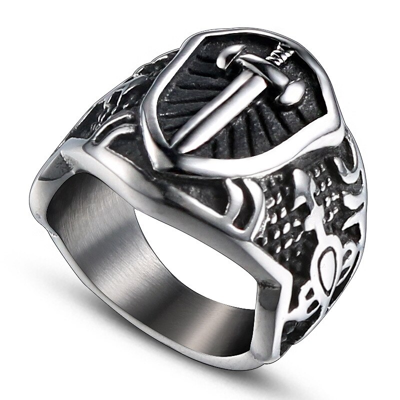 ring men big stainless steel for mens punk chip hop male man sword ring antique signet ring arthur swordslion accessories