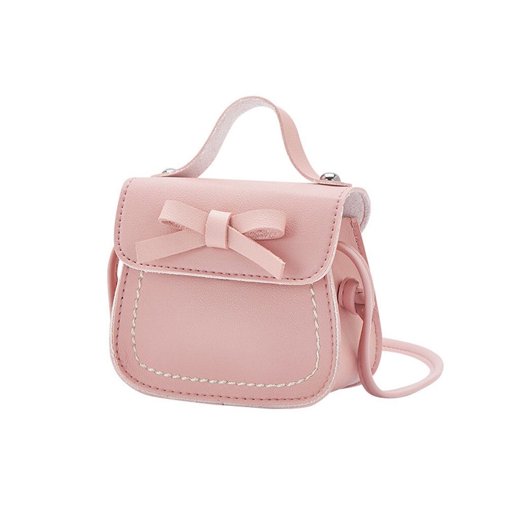 Cute Toddler Baby Messenger Bag Children Kids Girls Princess Shoulder Bag Handbag Bowknot Coin Purses: Light pink