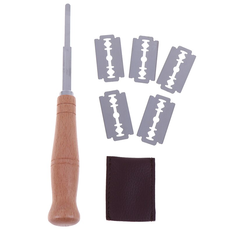 5 Blades Bread Bakers Lame Slashing Tool Dough Making Cutter Wood Handle Set Baking Sour Bread Jar Scoring Knife Razor Cutter