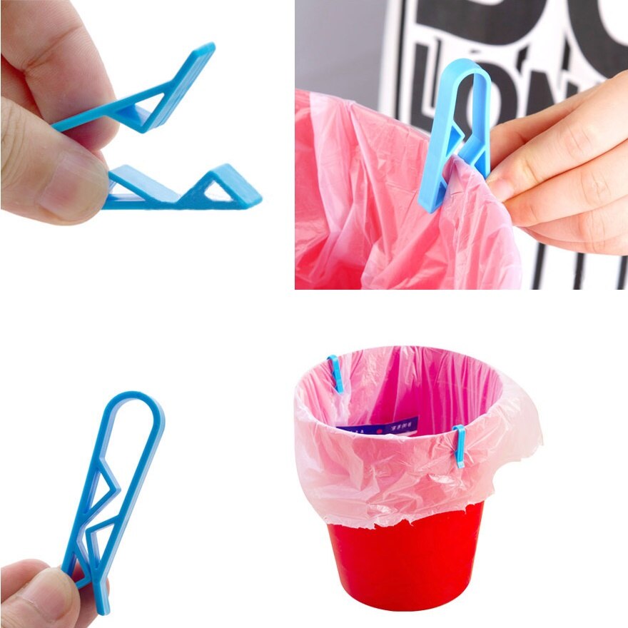 4 pçs/lote Magia Cozinha Lata de lixo Não-Slip Clips Selo Lata De Lixo Lixo Clipe Anti-Skid Correção Braçadeira Titular Saco de lixo Cesta Aro