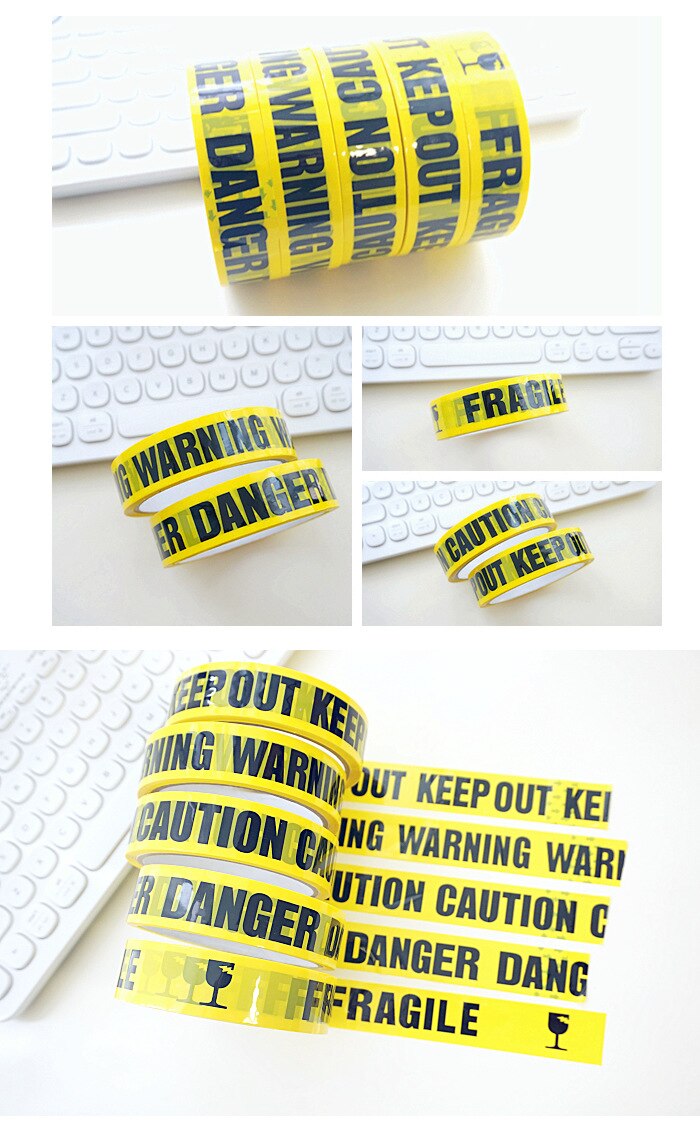 2.4cm X 25M Warning Tape Black Yellow Bottom Safety Tape Identification Labor Protection Self-adhesive Warning Tape