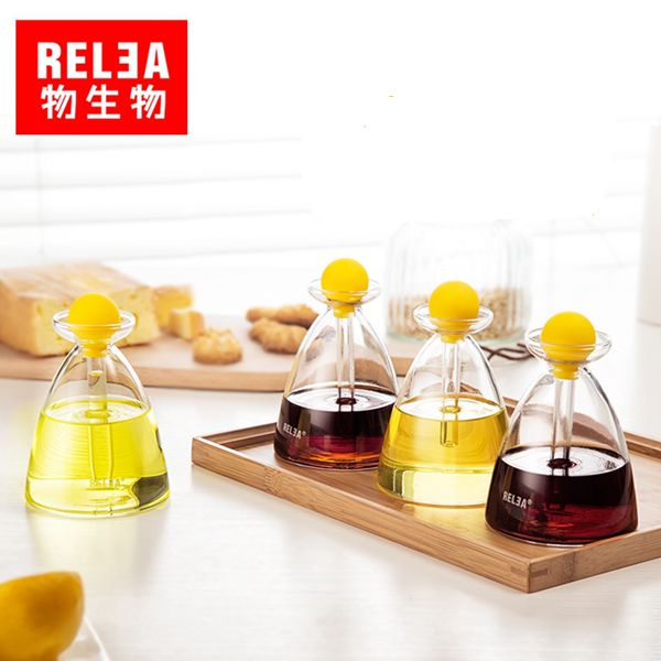Squeeze Soy Sauce Vinegar Olive oil Cruet jar Crystal glass precision kitchen sauce pot Borosilicate glass Seasoning bottle
