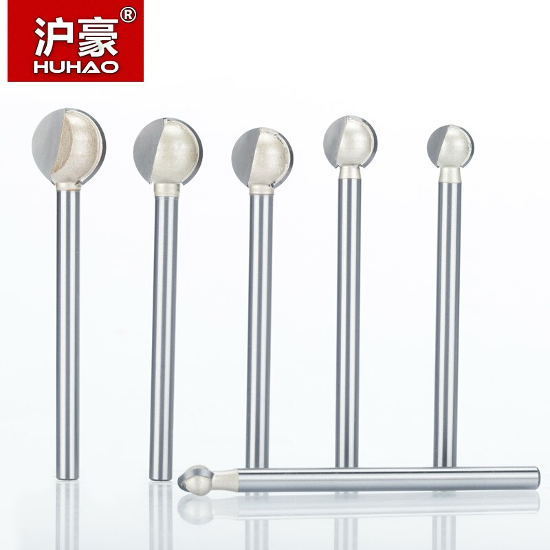 HUHAO 1pc 3mm 6mm Shank round carving bit making mould CNC bits for wood CNC woodworking round 3D engraving knife