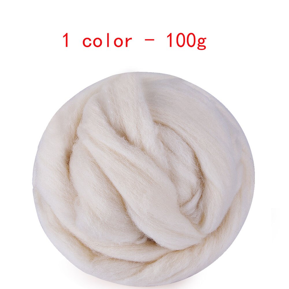 Wool Fiber DIY Wool Felt Kit Handle Wool Felt Toys Making Fabric Materials Handcraft Felt Needle Felting Craft Toys: white 100g