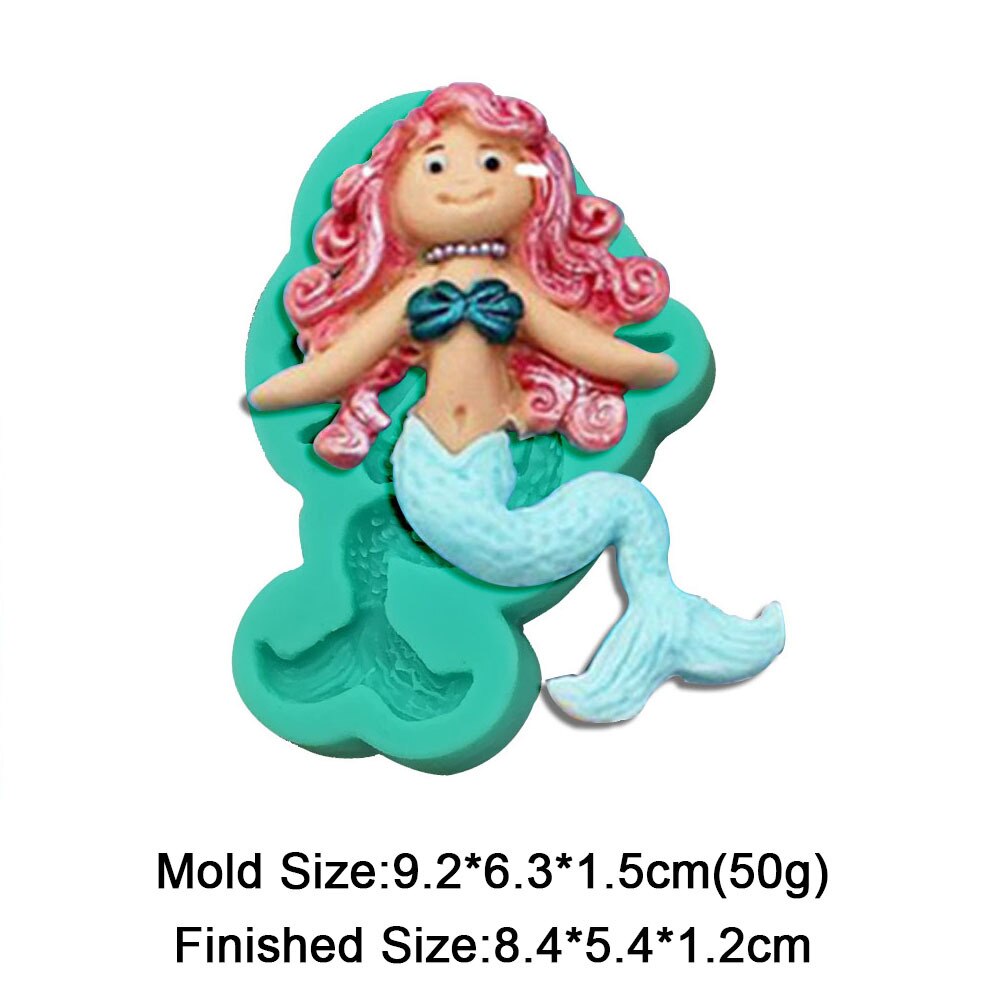 Moule sirène en Silicone pour décoration de gâteau Fondant, dessin animé, filles, Cupcake au chocolat, forme en Silicone pour outils en argile polymère, étoile de mer: F0934RY