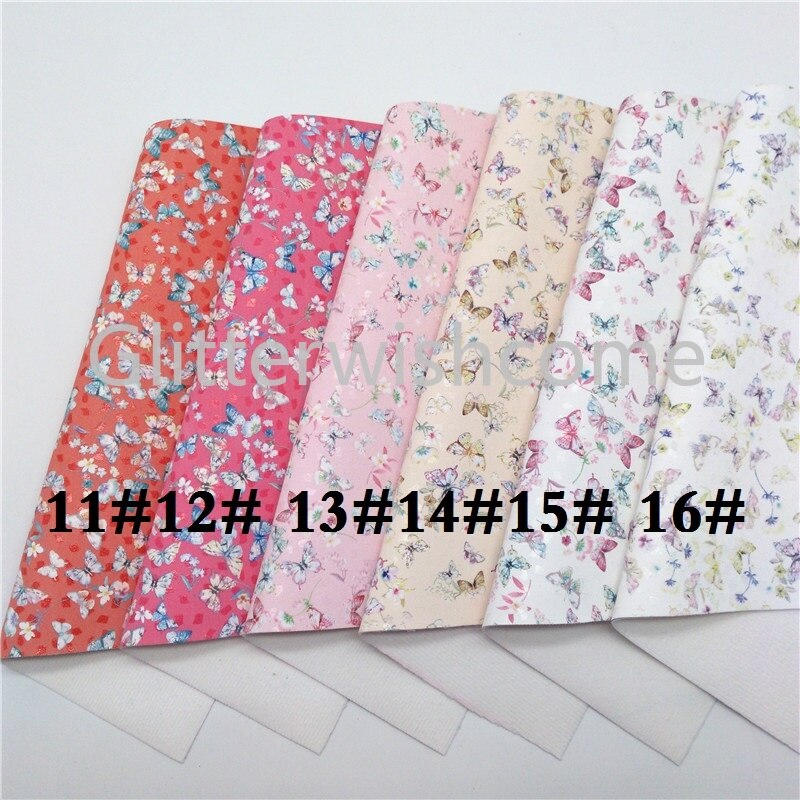 Glitterwishcome 21X29CM A4 Size Vinyl Voor Bogen Gedrukt Vlinder Lederen Fabirc Faux Lederen Lakens Voor Bows, GM3028A