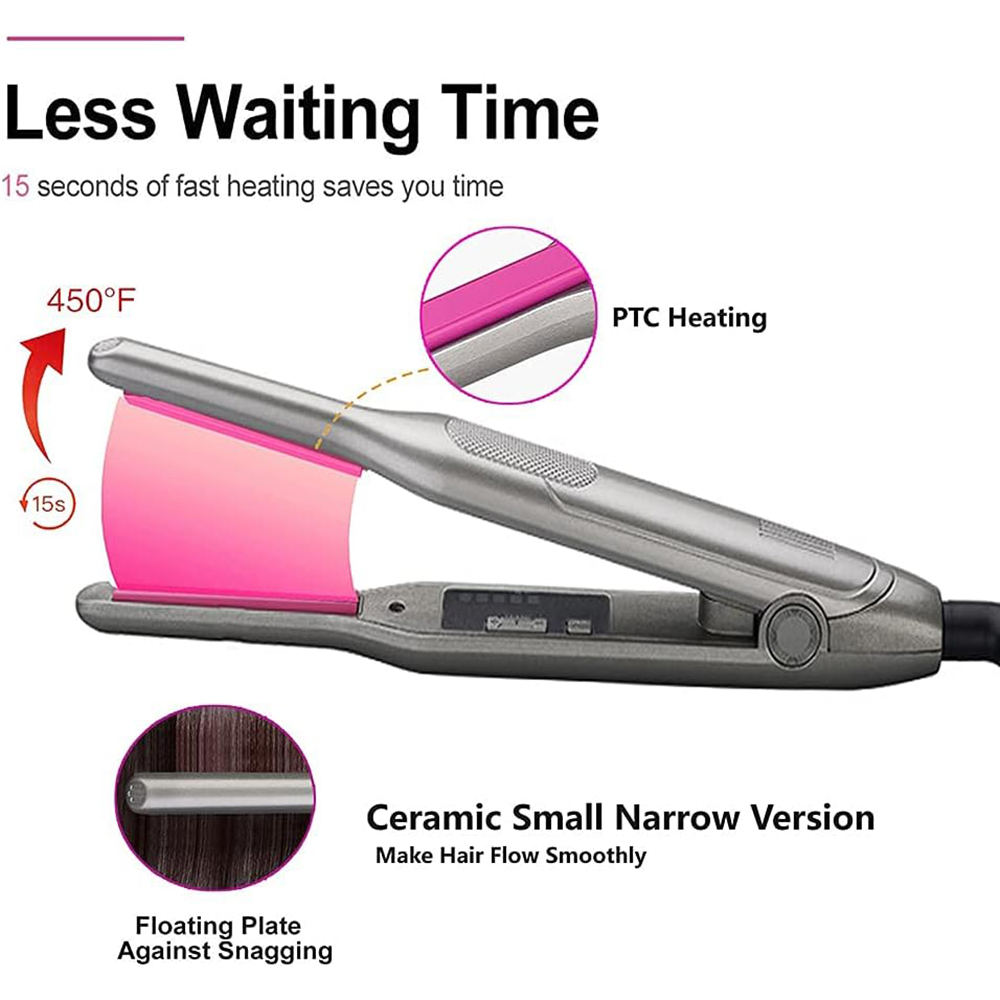 Hair Straightener Curler Ceramic Coating Thinnest Plate Pencil Flat Irons For Short Hair Men's Beard Stylling Tool