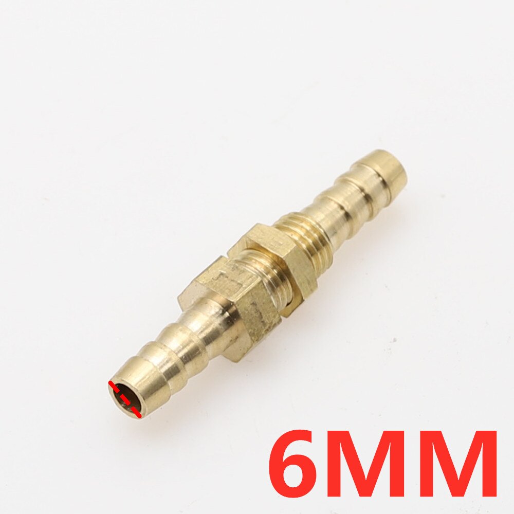 Raccord de Tube barbelé en laiton pour cloison 6/810/12/14/16/19mm, adaptateur de connecteur de coupleur de Tube barbelé pour carburant, gaz, eau, cuivre, 1 pièce: 6MM Barb