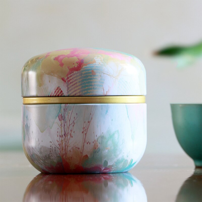 Mini caja de almacenamiento de dulces de té y café de lata de flores, caja redonda de Metal hermética, contenedor de recuerdo de de boda, caja de de té caddy