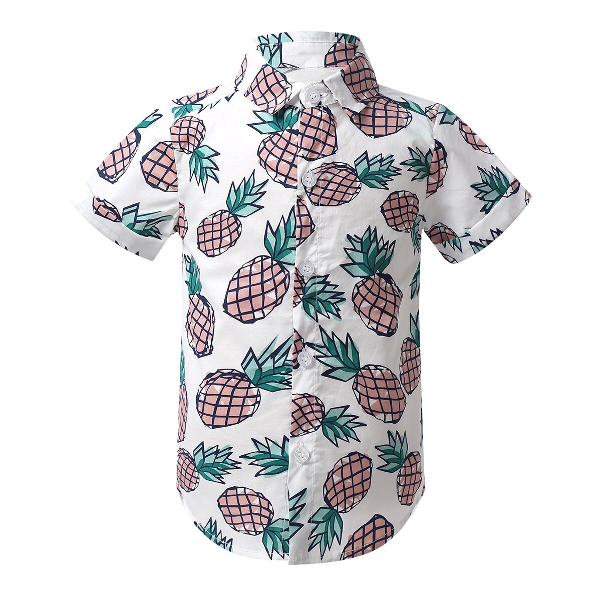 Camisa de bebé niño dibujo de frutas niños ropa camisa Primavera Verano Casual manga corta solapa algodón niños camisas Tops: White / 80