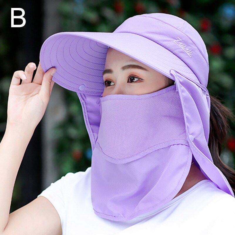Gorra con protección solar para mujer, gorros de sol anchos a la , protección de rostro Cuello, gorros plegables para playa, protección Uv, conducción al aire libre: 02