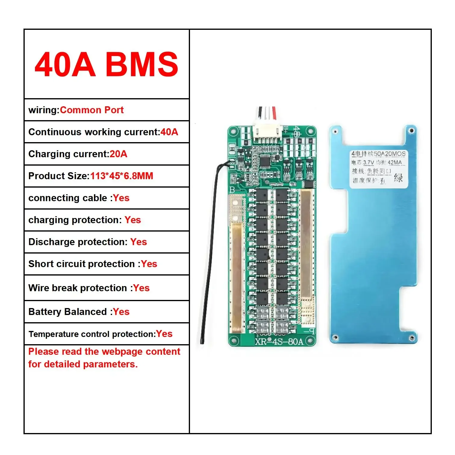 12 V 3S 4S Lifepo4 Li-Ion BMS mit Gleichgewicht NTC 18650 Lithium-Batterie 20 A 40 A 50 A 100 A 150 A 200 A Ladung Entladung Schutz Bord: Blau / 10A