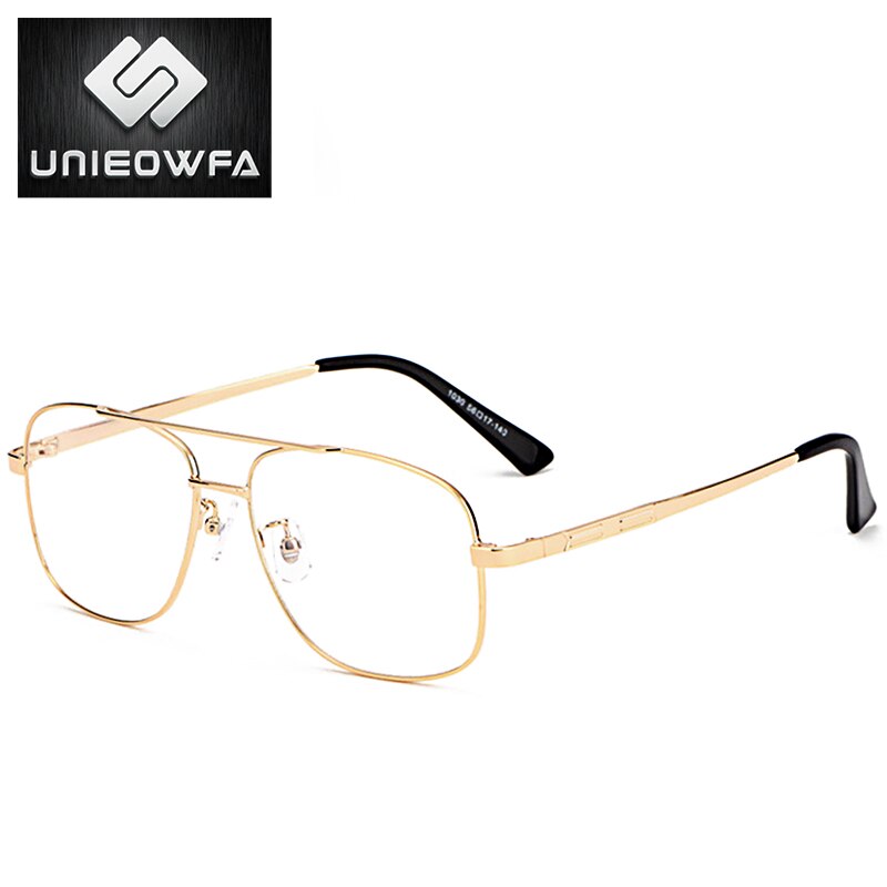 Prescription Frame Glasses for Men Transparent Clear Eyeglasses Frame Optical Myopia Spectacles Pilot Style: C4 Gold