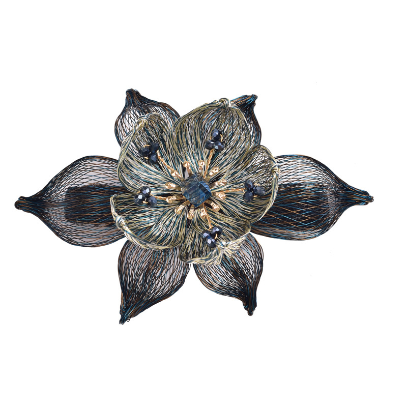 Original Handmade Copper Wire Flower Shape Hair Clips for Women Girls Chinese Style Braided Hair Clips Hair Accessories: WHITE