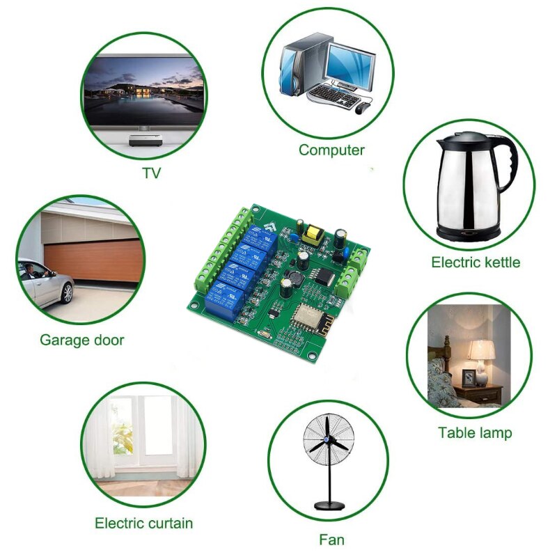 ATHOM Tasmota-Módulo de relé WiFi de 4 canales, interruptor Inching, Control de puerta de acceso de entrada con autobloqueo, DC 5V, 12V, 7V-30, AC90-250V V