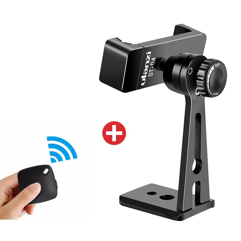 Ulanzi ST-04 Tripod Clamp Mount Smartphone Holder Mount Adapter w Bluetooth Remote Shutter Live Tripod for iPhone Android Mobile: Black with BT Remote